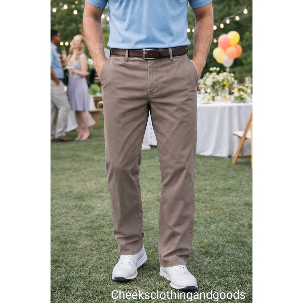English Laundry Mens 42x32 5-Pocket Tech Pants Taupe Brown Stretch Straight Leg